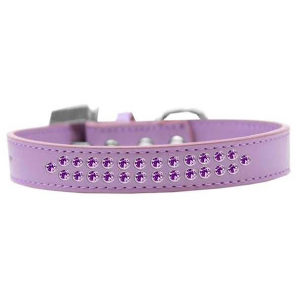 Unconditional Love Two Row Purple Crystal Dog CollarLavender Size 12 UN784050